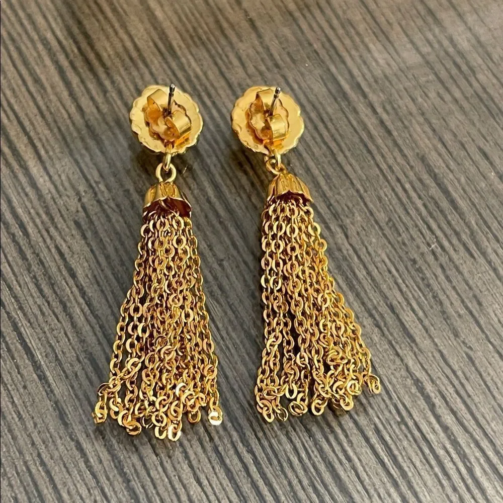 Vintage Gold-tone Tassel Earrings - Chain Tassel Earrings